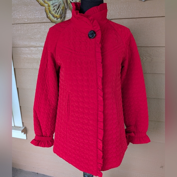 Betsey Johnson Vibrant Red Quilted Puffer Jacket - Picture 1 of 6